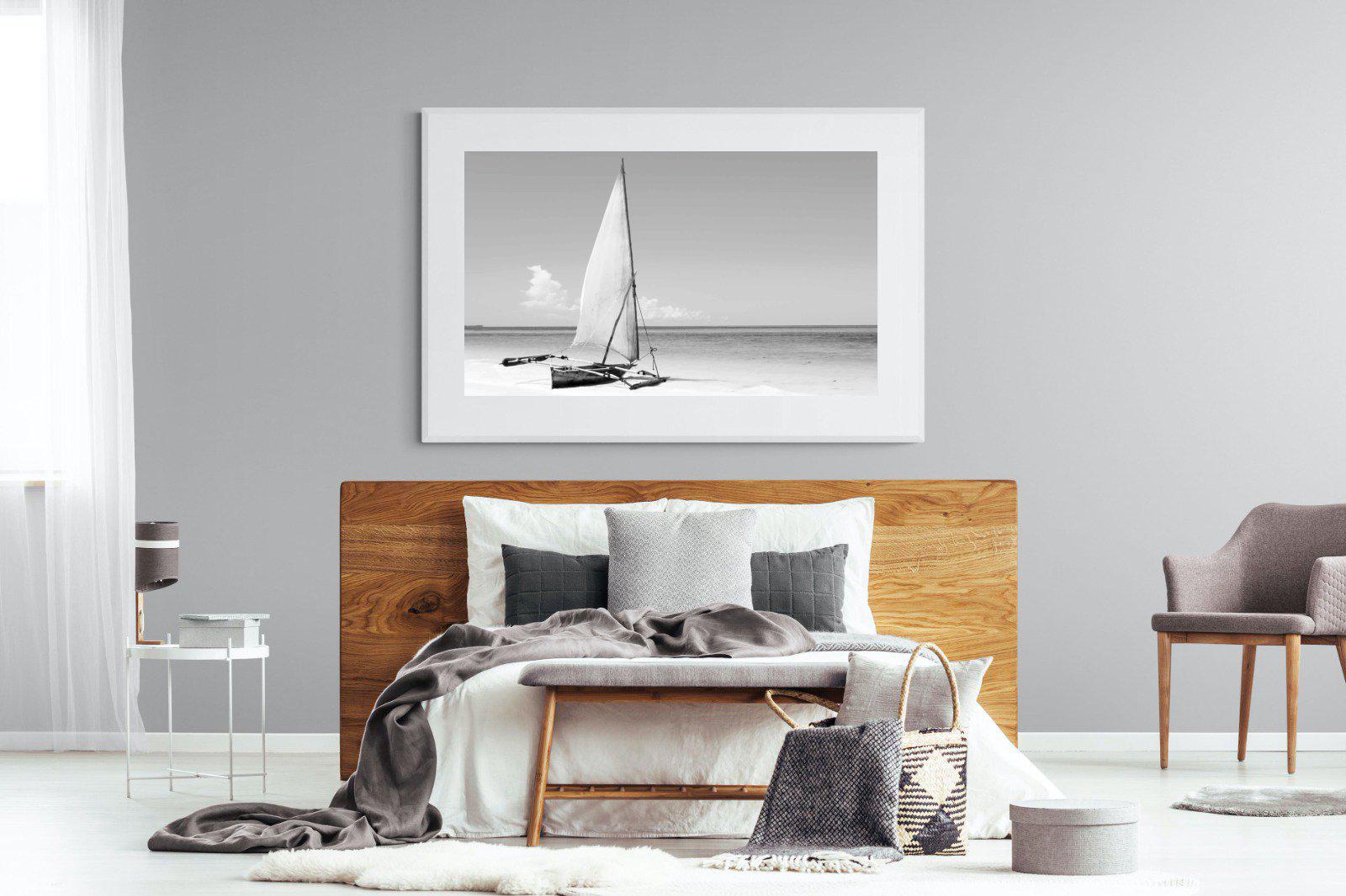 African Fishing Boat-Wall_Art-150 x 100cm-Framed Print-White-Pixalot