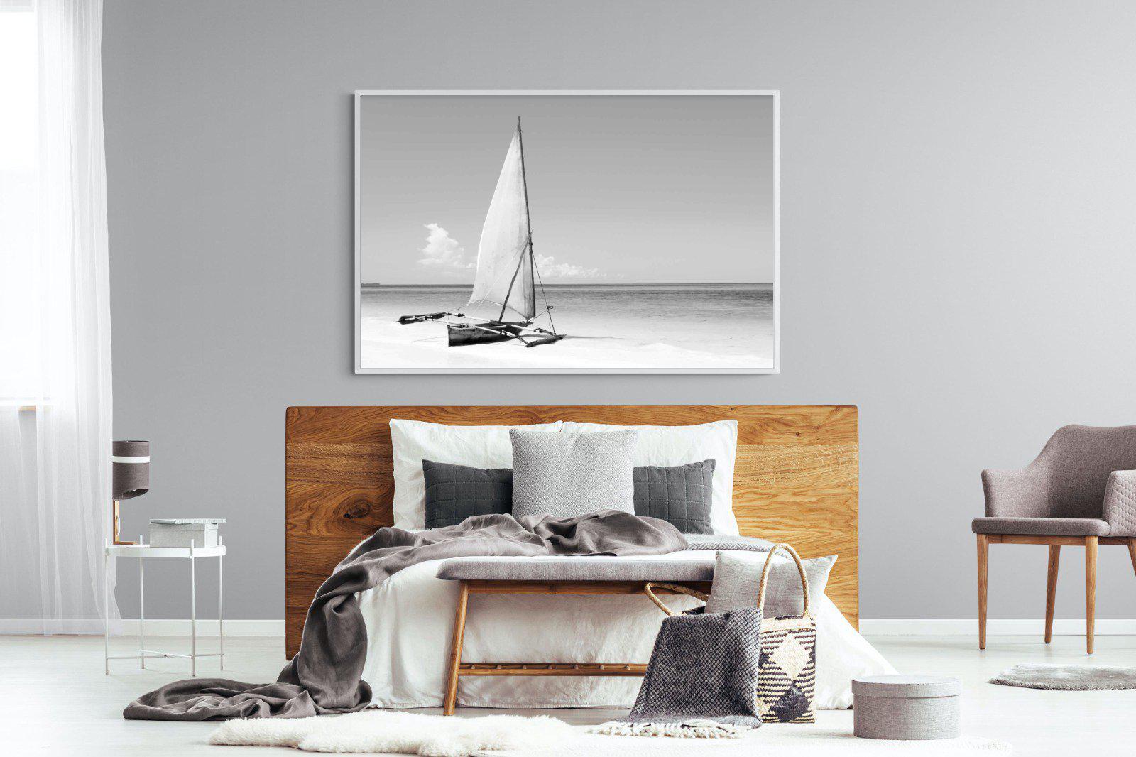 African Fishing Boat-Wall_Art-150 x 100cm-Mounted Canvas-White-Pixalot