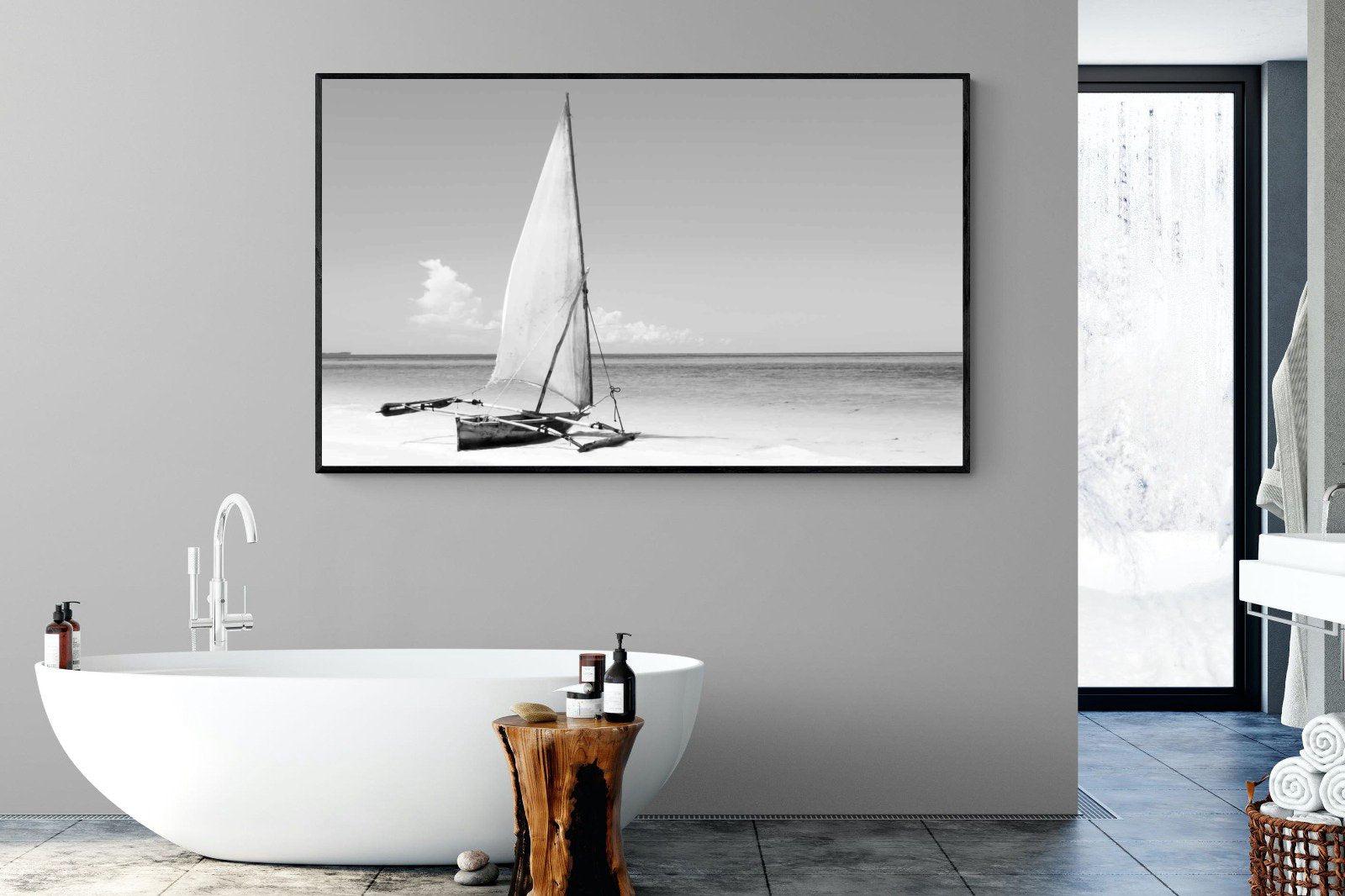 African Fishing Boat-Wall_Art-180 x 110cm-Mounted Canvas-Black-Pixalot