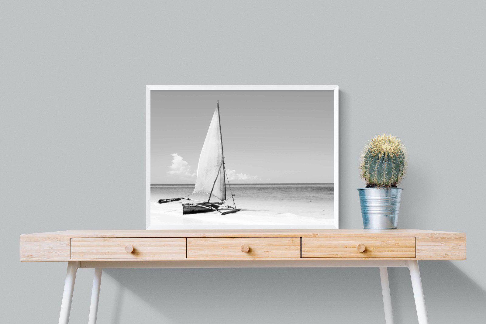 African Fishing Boat-Wall_Art-80 x 60cm-Mounted Canvas-White-Pixalot