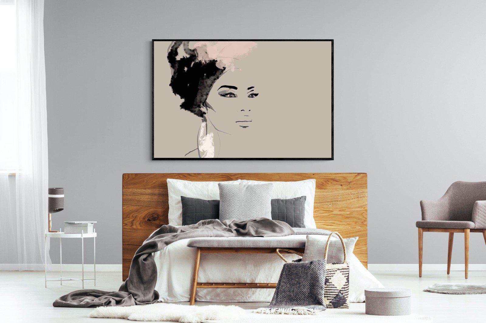 African Queen-Wall_Art-150 x 100cm-Mounted Canvas-Black-Pixalot