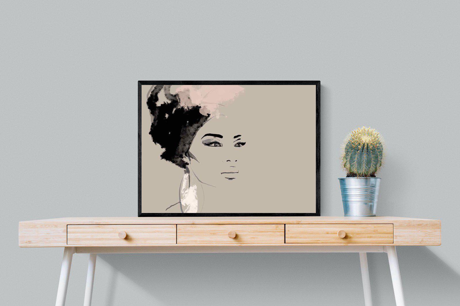 African Queen-Wall_Art-80 x 60cm-Mounted Canvas-Black-Pixalot