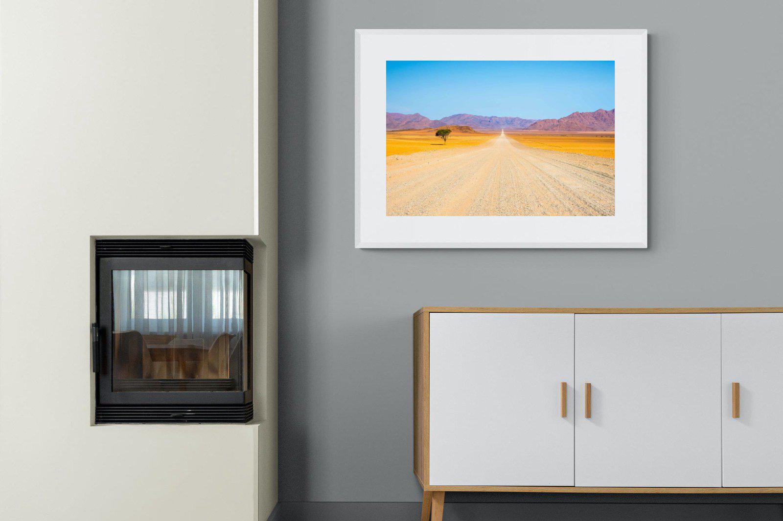 African Road-Wall_Art-100 x 75cm-Framed Print-White-Pixalot