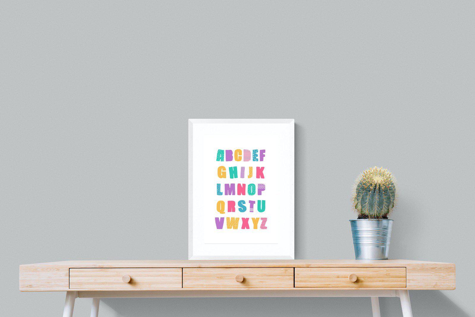 Alphabet-Wall_Art-45 x 60cm-Framed Print-White-Pixalot