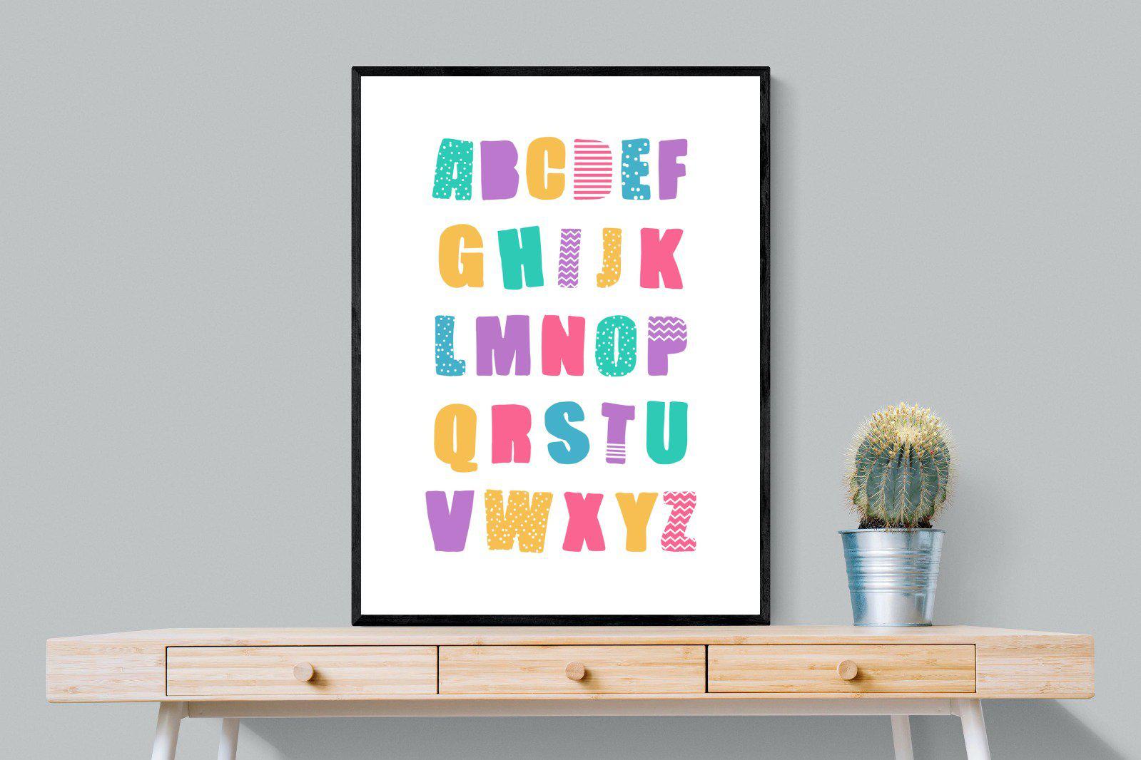 Alphabet-Wall_Art-75 x 100cm-Mounted Canvas-Black-Pixalot