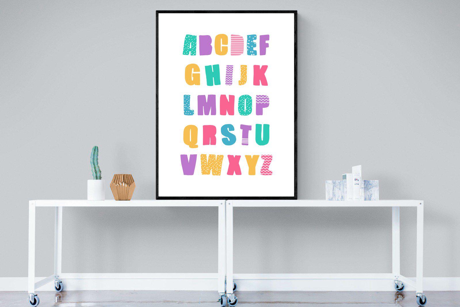 Alphabet-Wall_Art-90 x 120cm-Mounted Canvas-Black-Pixalot