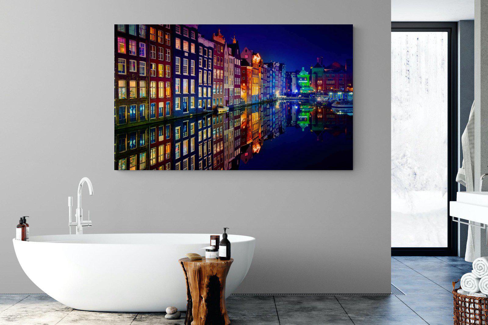 Amsterdam Night-Wall_Art-180 x 110cm-Mounted Canvas-No Frame-Pixalot