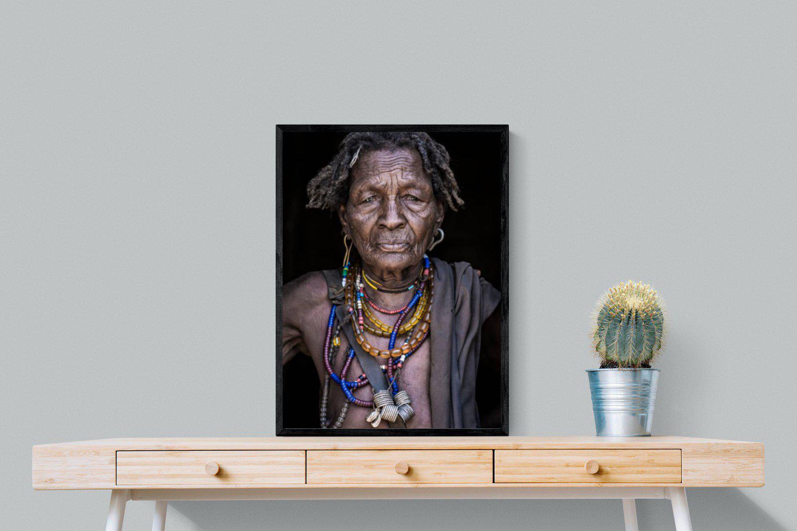 Arbore Tribe-Wall_Art-60 x 80cm-Mounted Canvas-Black-Pixalot