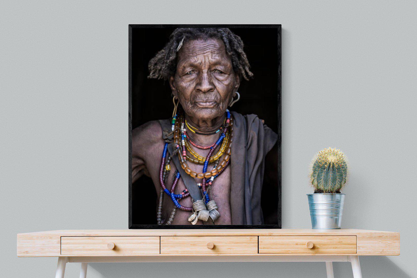 Arbore Tribe-Wall_Art-75 x 100cm-Mounted Canvas-Black-Pixalot