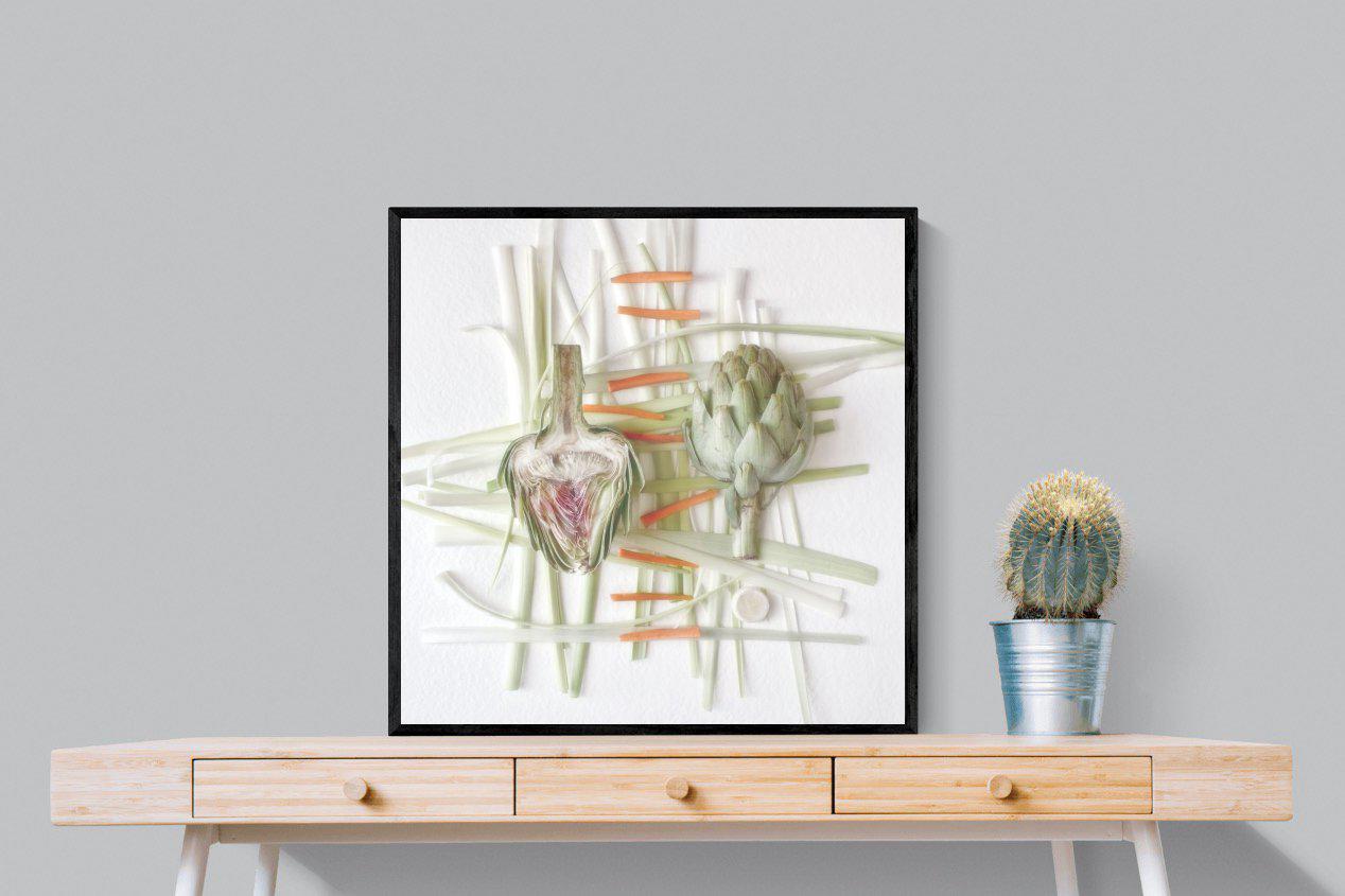 Artichokes-Wall_Art-80 x 80cm-Mounted Canvas-Black-Pixalot