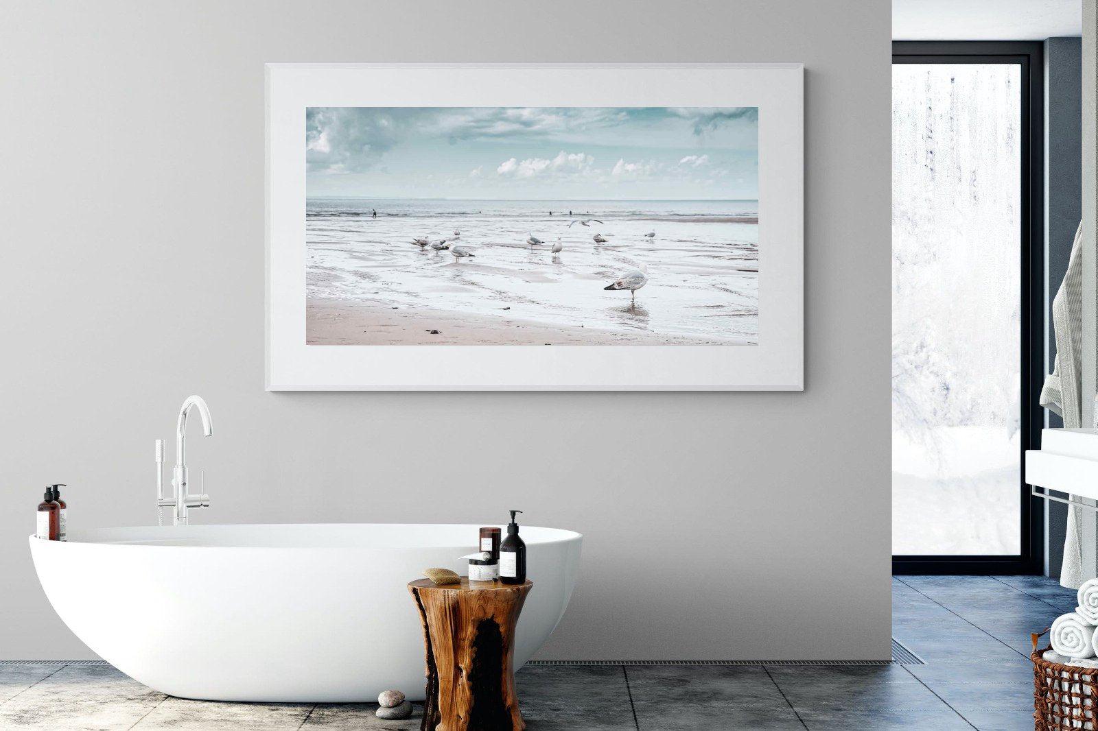 Atlantic Beach-Wall_Art-180 x 110cm-Framed Print-White-Pixalot