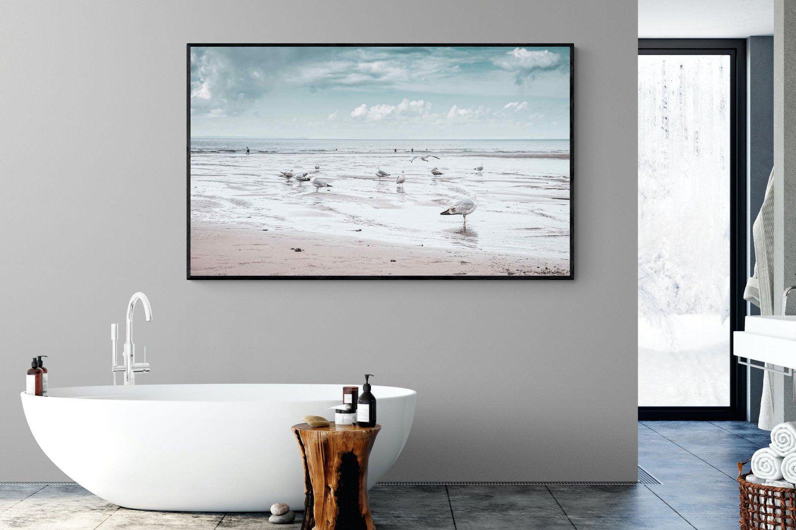 Atlantic Beach-Wall_Art-180 x 110cm-Mounted Canvas-Black-Pixalot