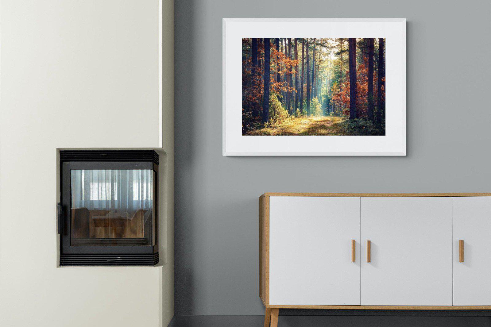 Autumn Forest-Wall_Art-100 x 75cm-Framed Print-White-Pixalot
