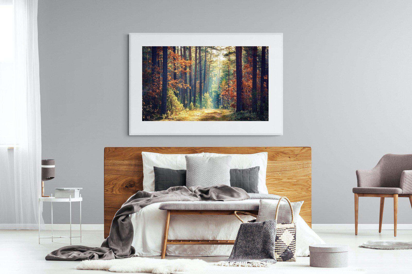 Autumn Forest-Wall_Art-150 x 100cm-Framed Print-White-Pixalot