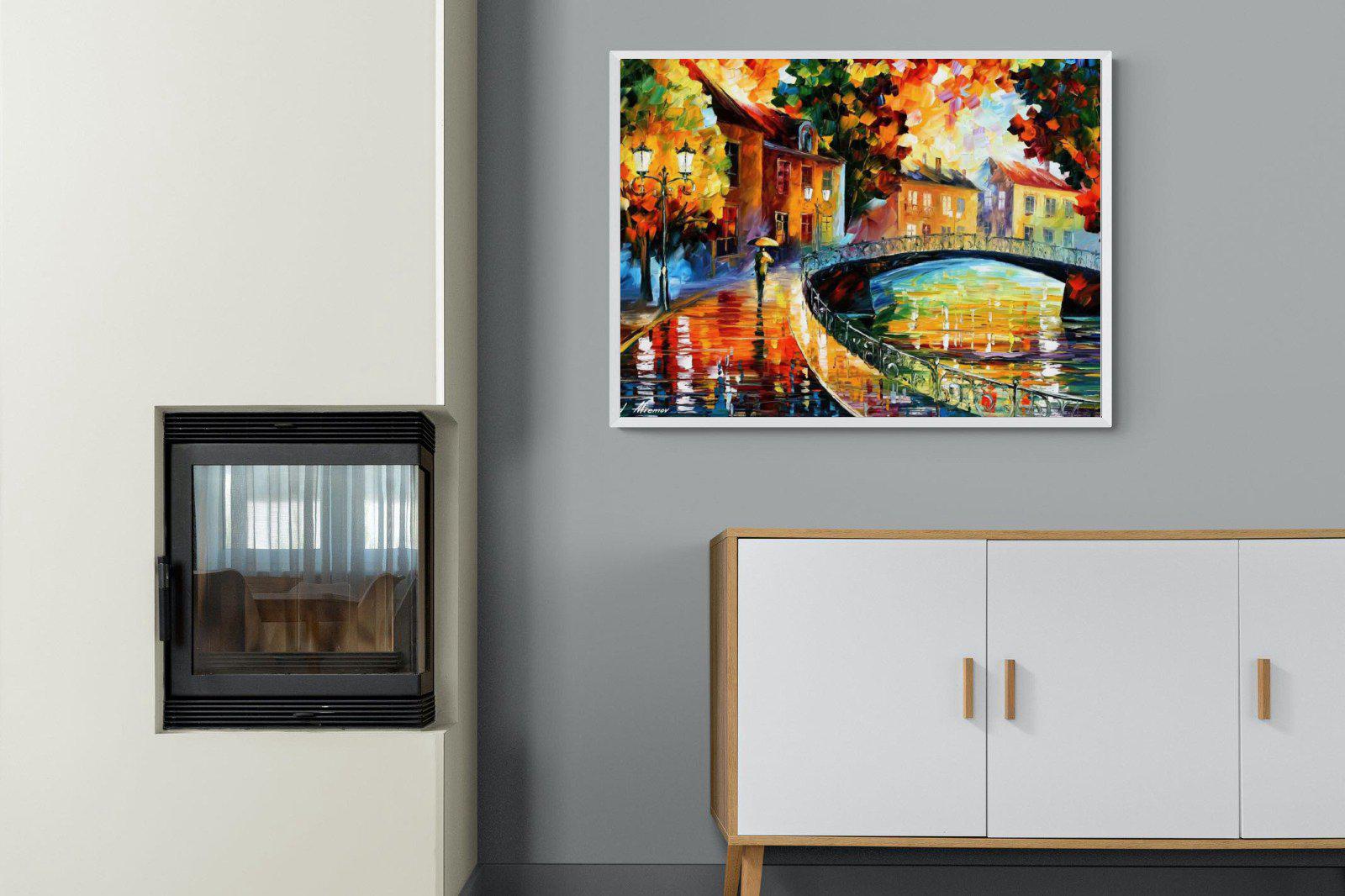 Autumn Old Bridge-Wall_Art-100 x 75cm-Mounted Canvas-White-Pixalot
