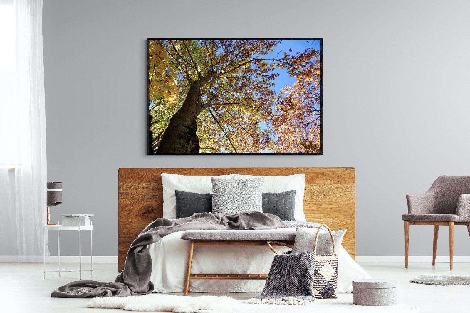 Autumn Tree Leaves-Wall_Art-150 x 100cm-Mounted Canvas-Black-Pixalot