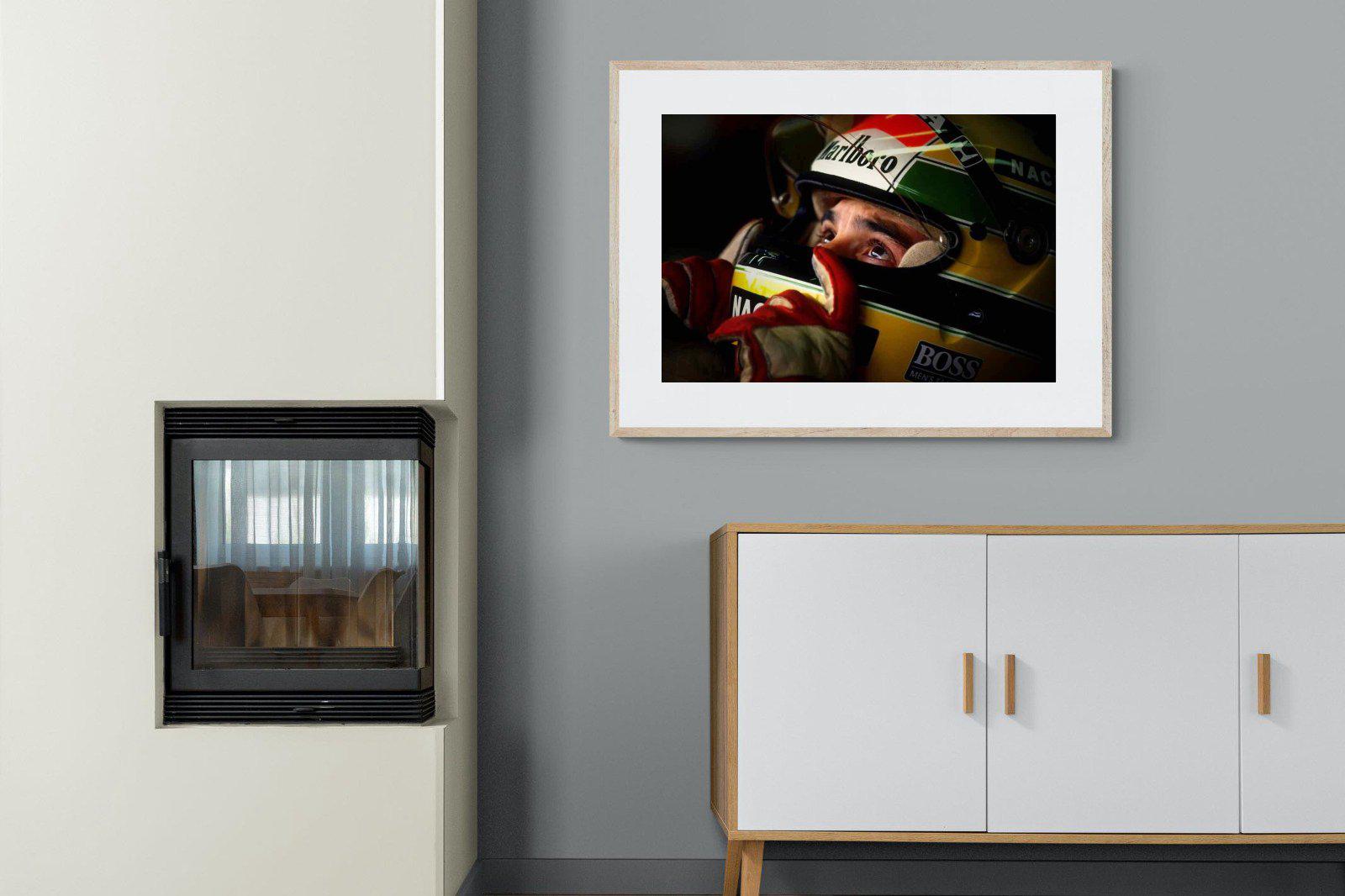 Ayrton Senna-Wall_Art-100 x 75cm-Framed Print-Wood-Pixalot