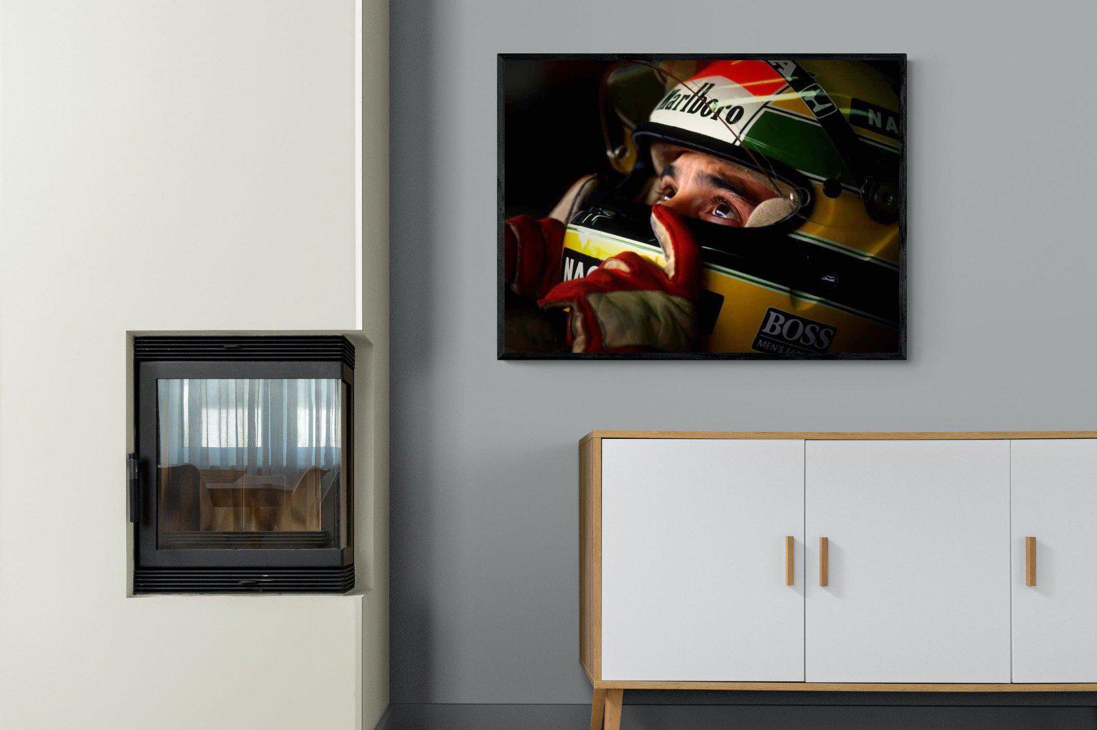 Ayrton Senna-Wall_Art-100 x 75cm-Mounted Canvas-Black-Pixalot