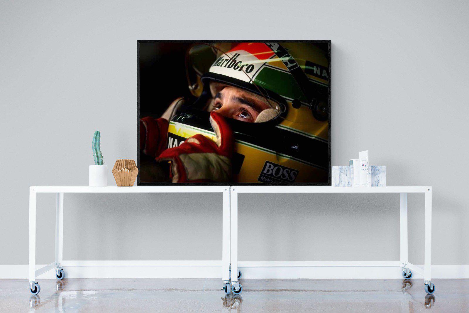 Ayrton Senna-Wall_Art-120 x 90cm-Mounted Canvas-Black-Pixalot