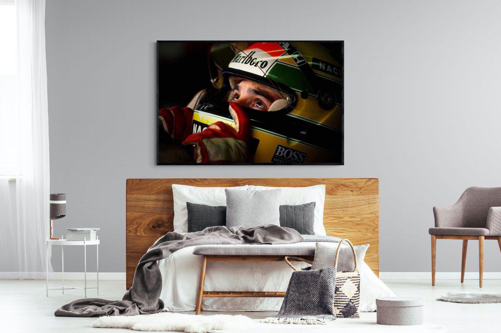 Ayrton Senna-Wall_Art-150 x 100cm-Mounted Canvas-Black-Pixalot