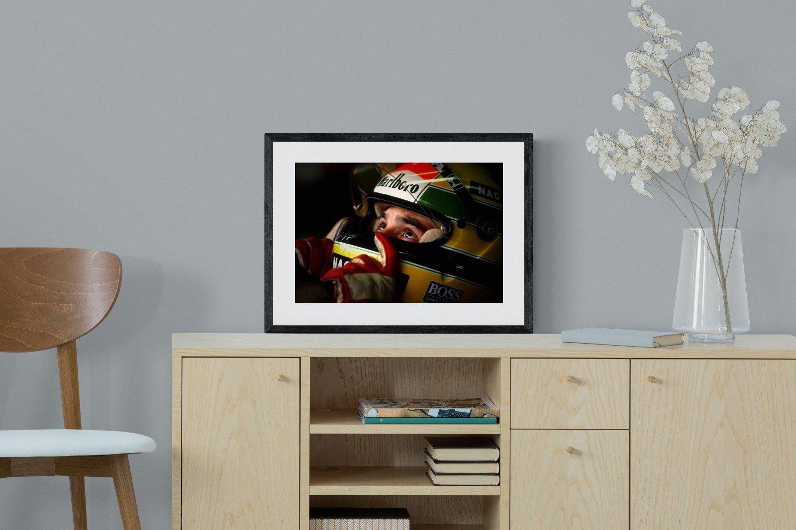 Ayrton Senna-Wall_Art-60 x 45cm-Framed Print-Black-Pixalot