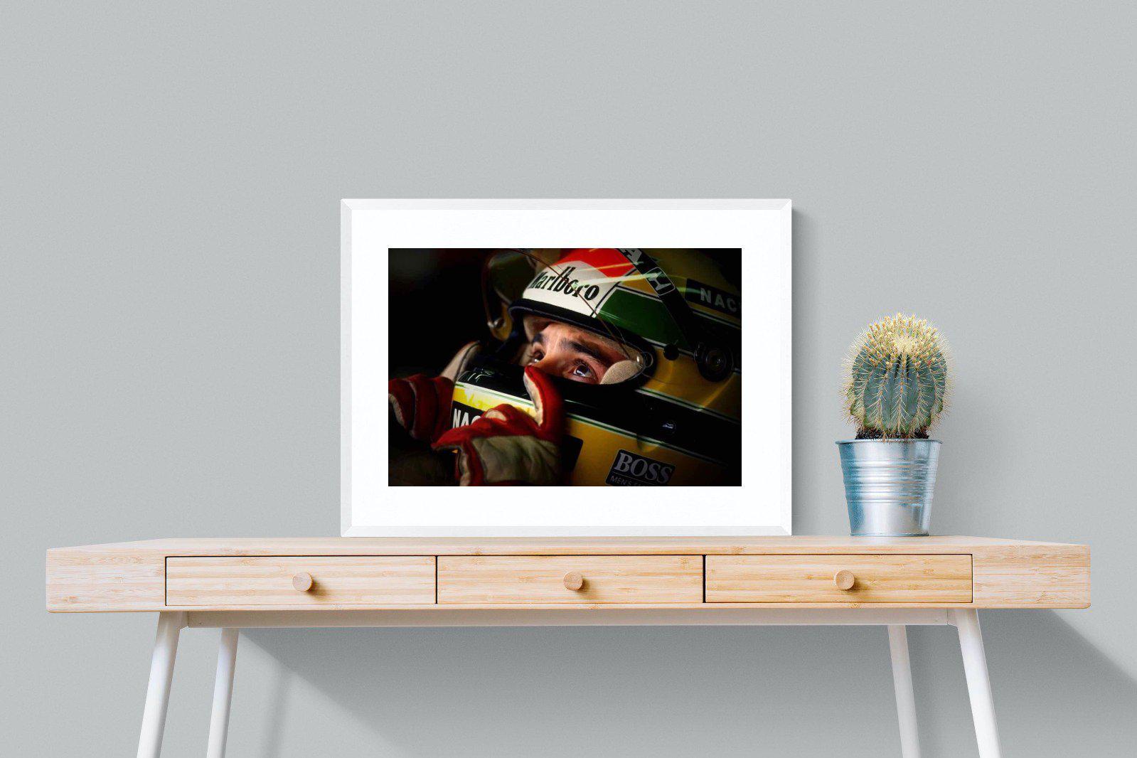 Ayrton Senna-Wall_Art-80 x 60cm-Framed Print-White-Pixalot