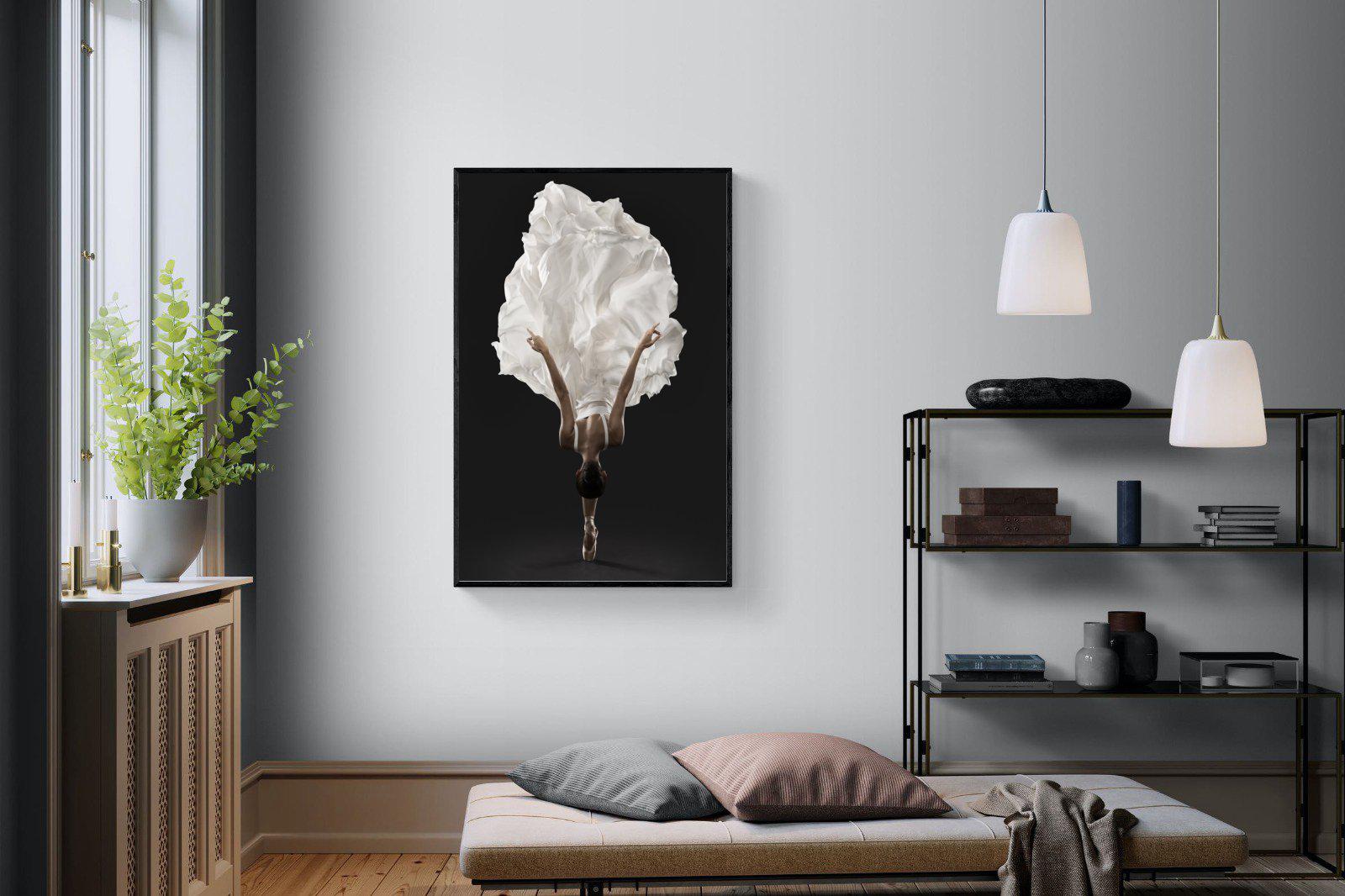 Ballerina Pose-Wall_Art-100 x 150cm-Mounted Canvas-Black-Pixalot