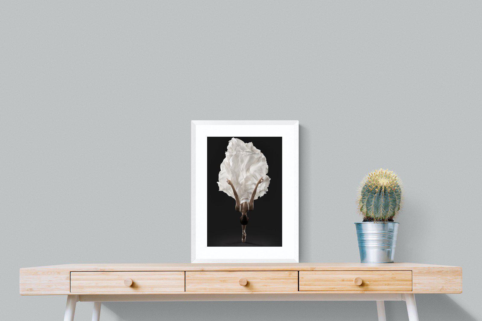 Ballerina Pose-Wall_Art-45 x 60cm-Framed Print-White-Pixalot