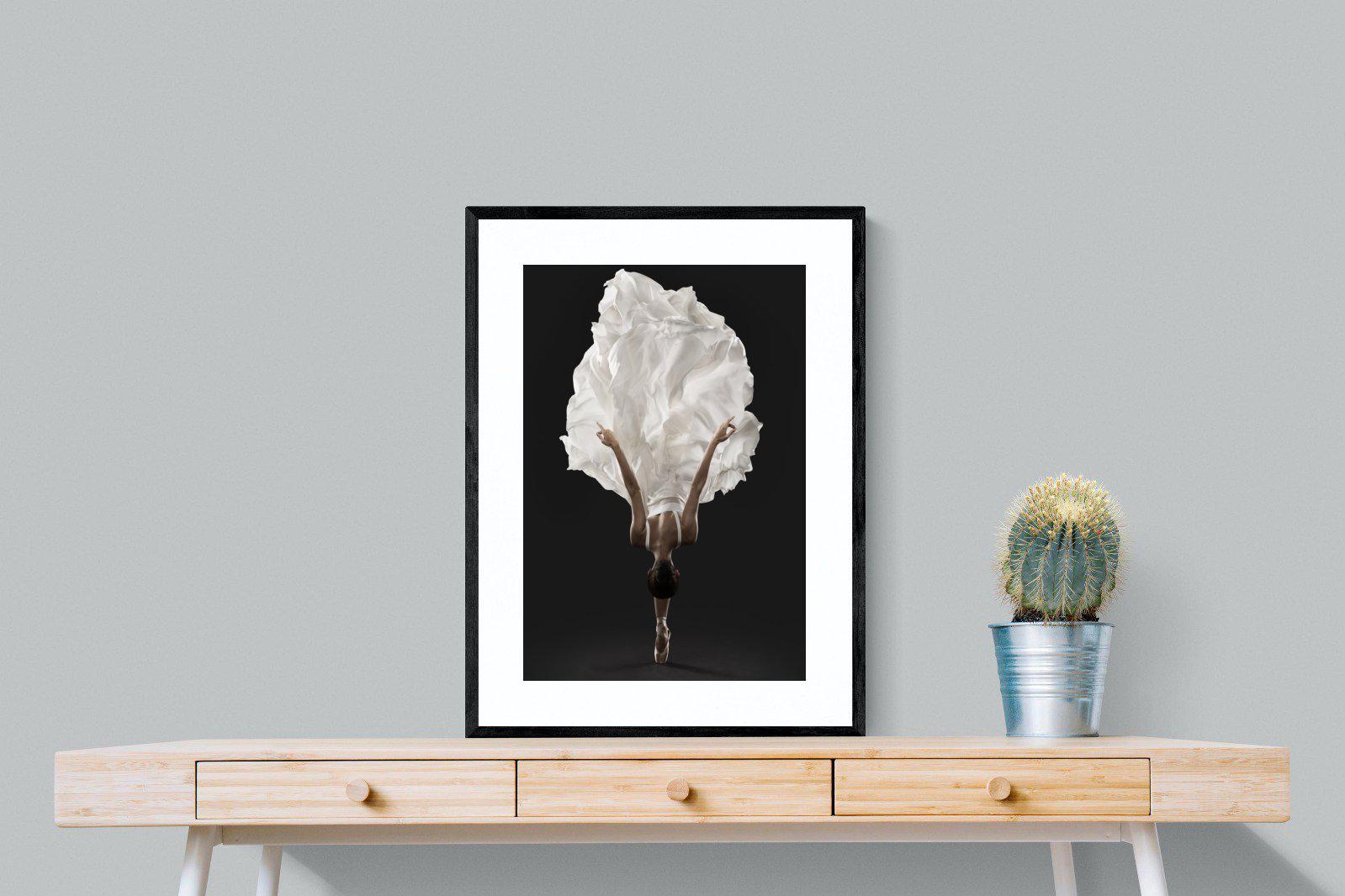 Ballerina Pose-Wall_Art-60 x 80cm-Framed Print-Black-Pixalot