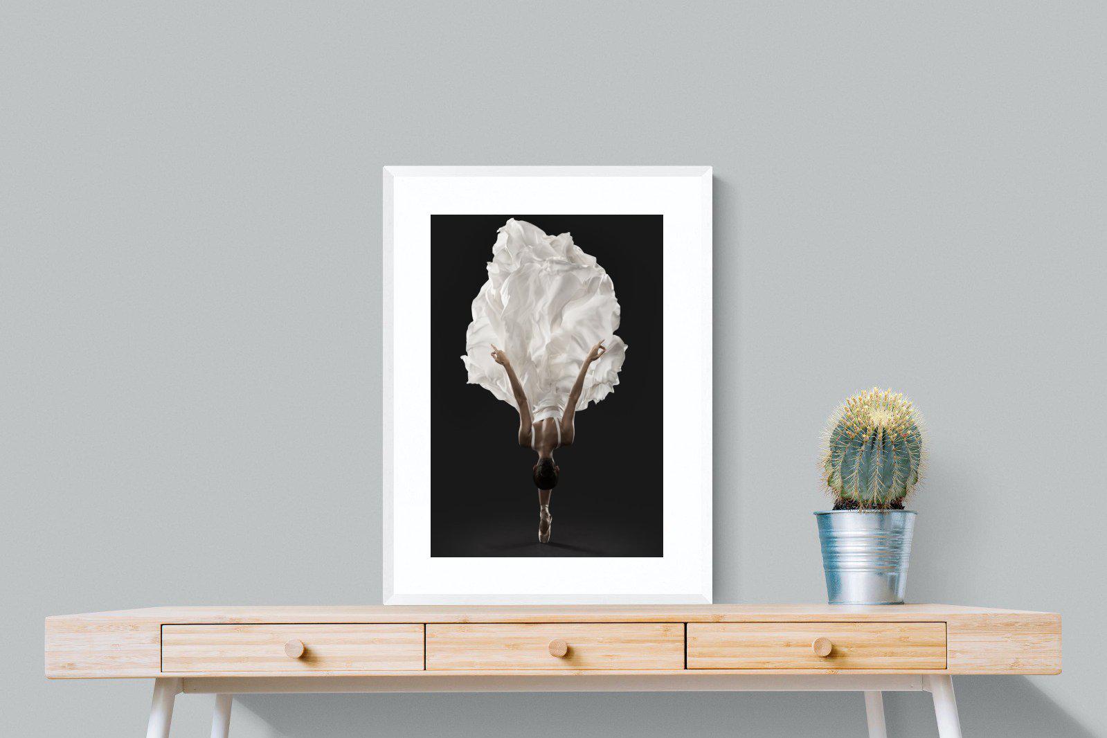 Ballerina Pose-Wall_Art-60 x 80cm-Framed Print-White-Pixalot