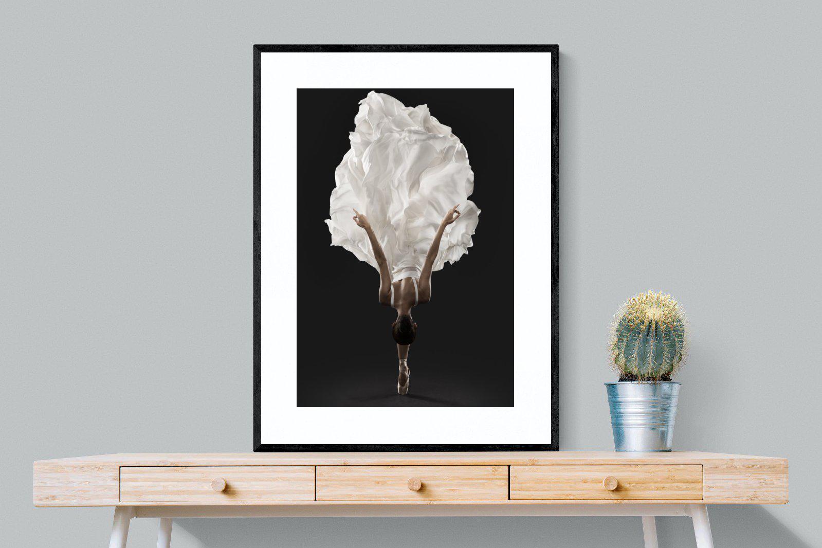 Ballerina Pose-Wall_Art-75 x 100cm-Framed Print-Black-Pixalot