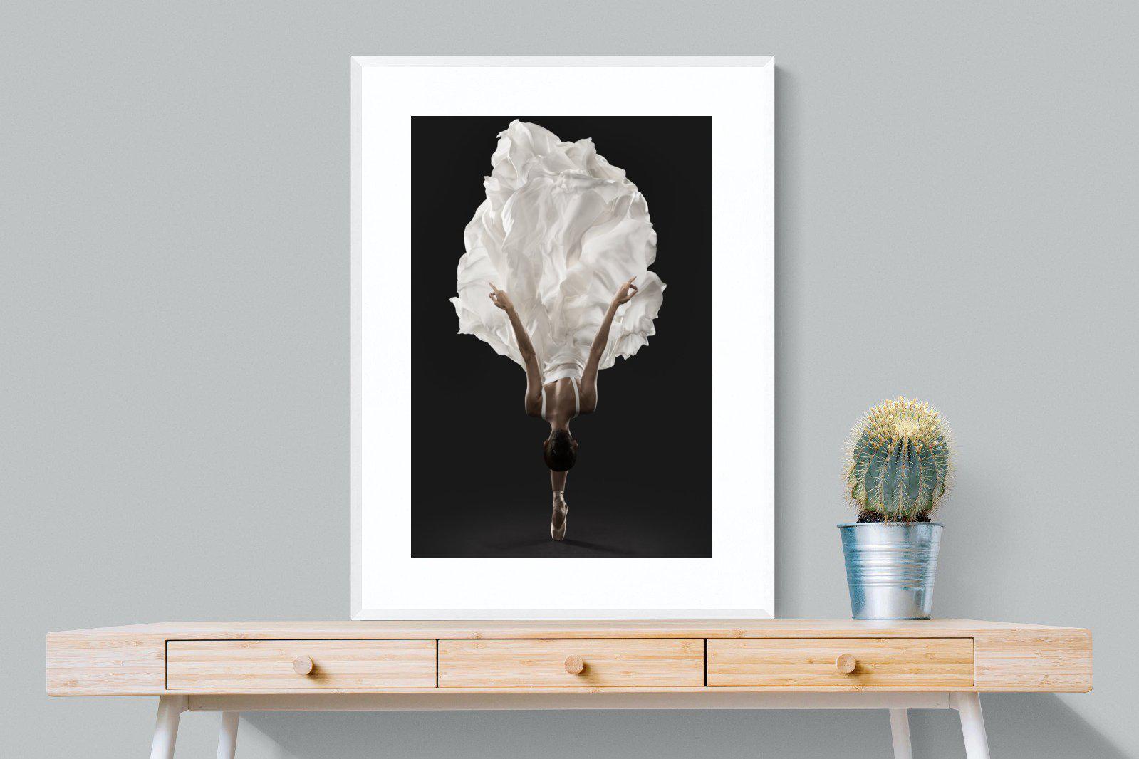 Ballerina Pose-Wall_Art-75 x 100cm-Framed Print-White-Pixalot