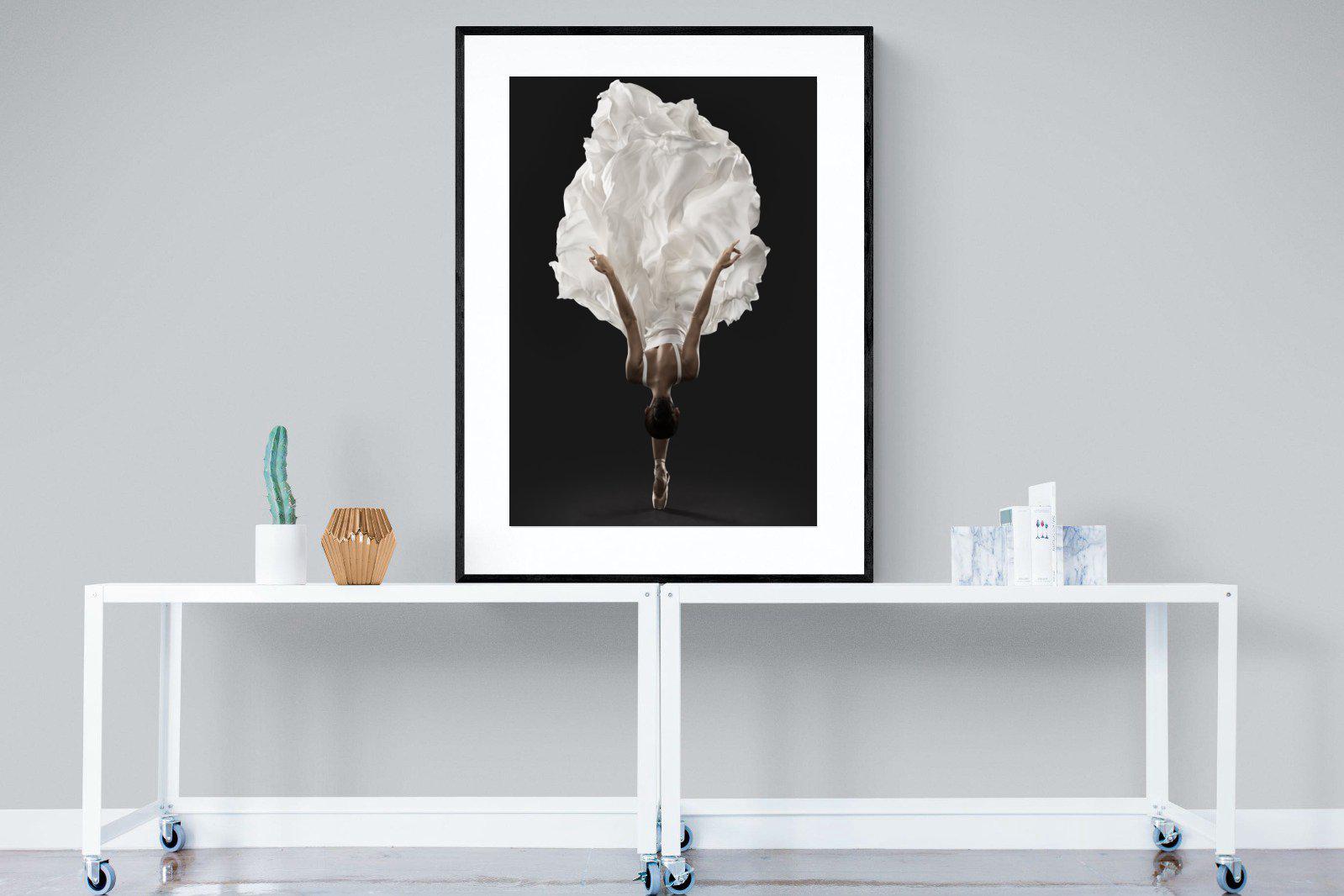 Ballerina Pose-Wall_Art-90 x 120cm-Framed Print-Black-Pixalot