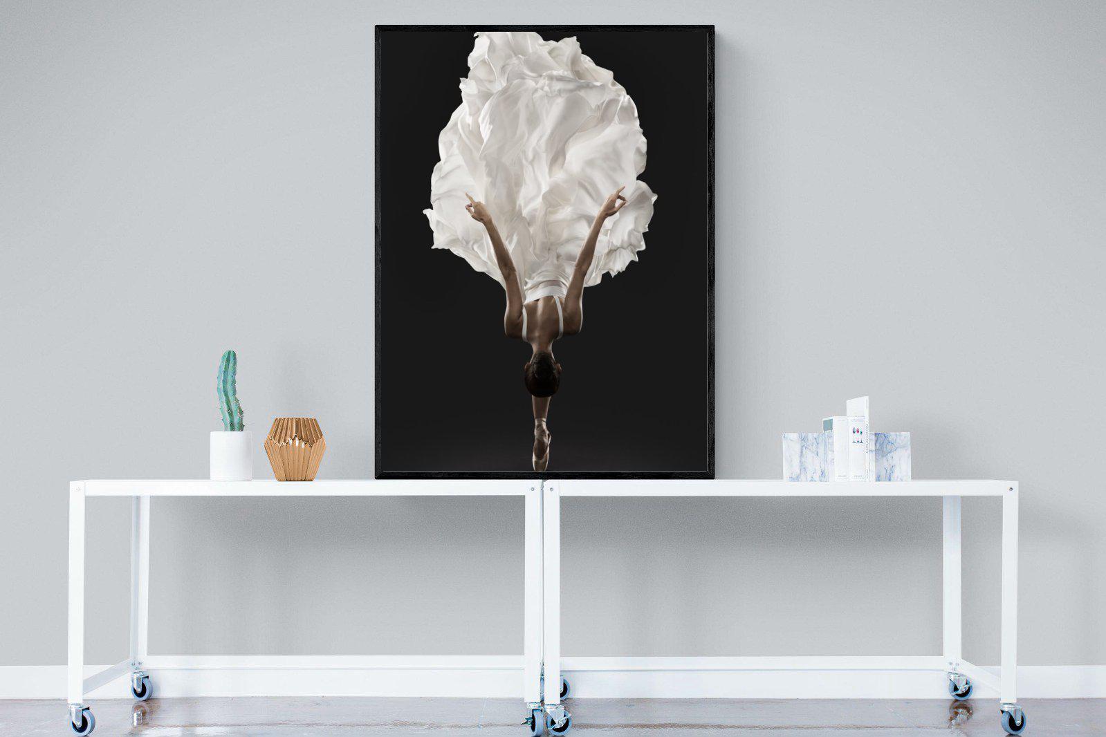 Ballerina Pose-Wall_Art-90 x 120cm-Mounted Canvas-Black-Pixalot