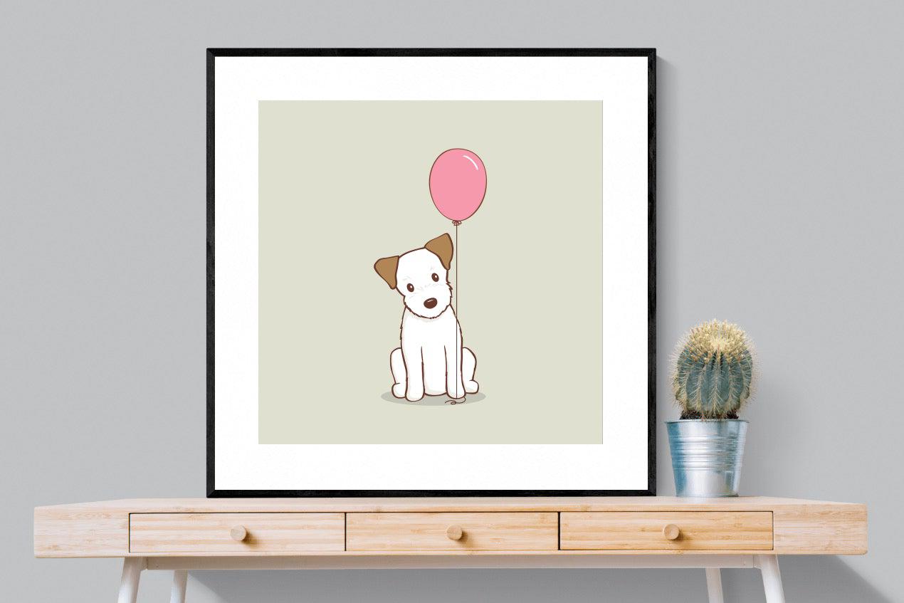 Balloon Pup-Wall_Art-100 x 100cm-Framed Print-Black-Pixalot