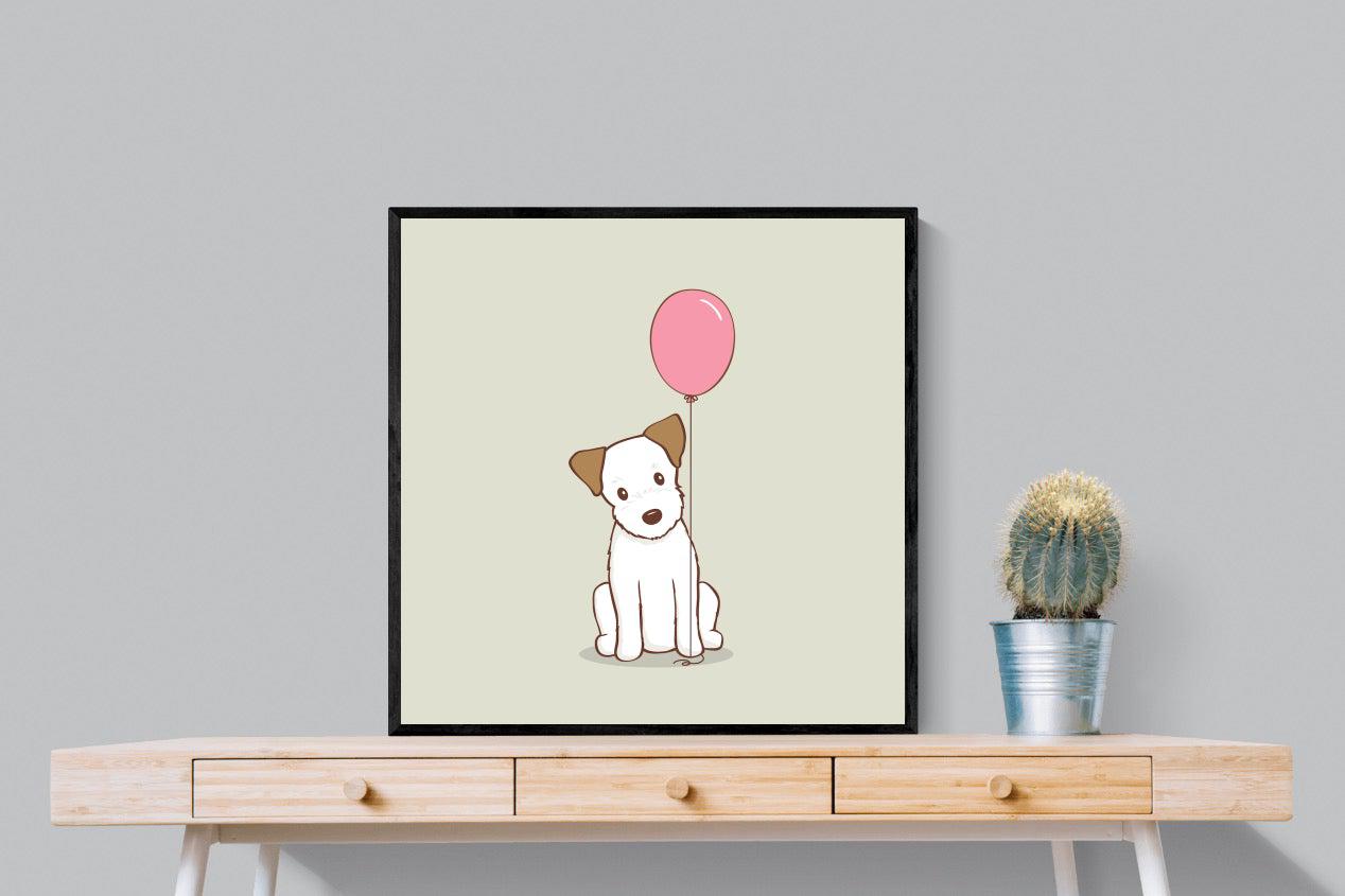 Balloon Pup-Wall_Art-80 x 80cm-Mounted Canvas-Black-Pixalot