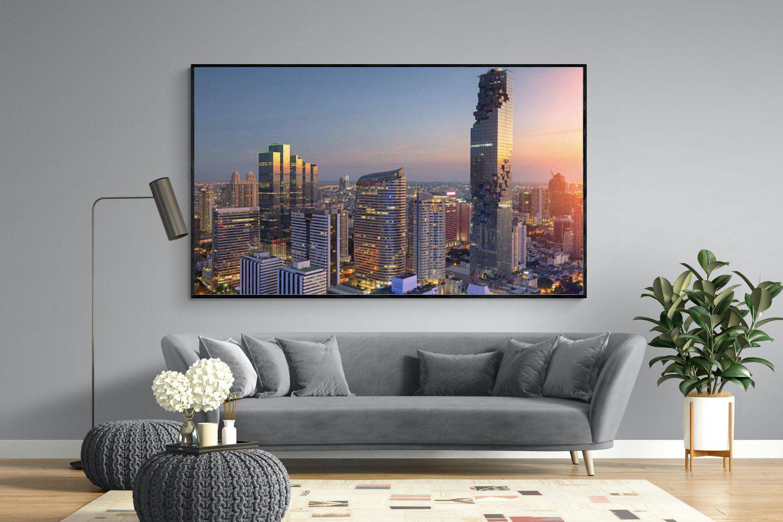 Bangkok City-Wall_Art-220 x 130cm-Mounted Canvas-Black-Pixalot