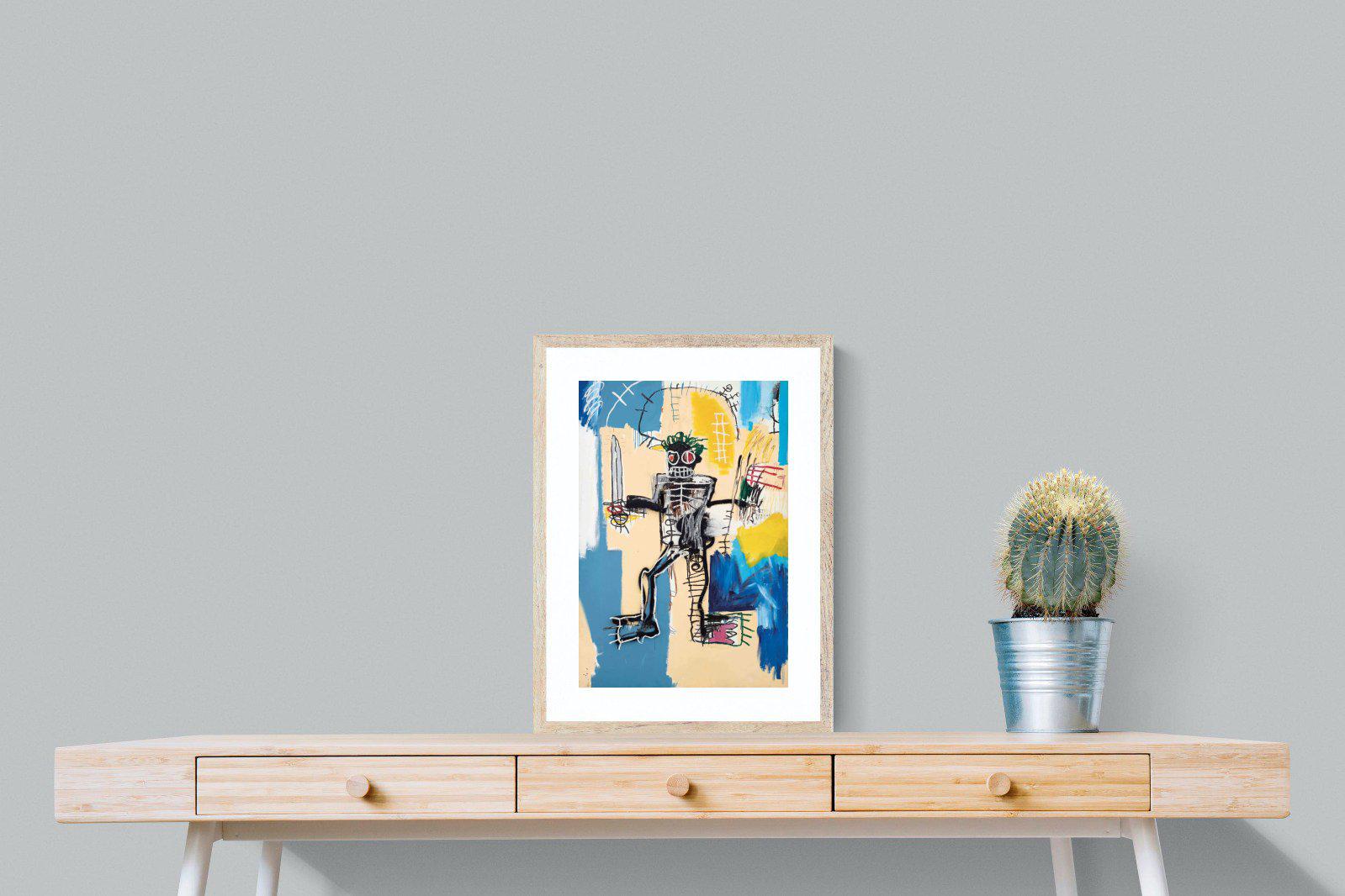 Basquiat Warrior-Wall_Art-45 x 60cm-Framed Print-Wood-Pixalot