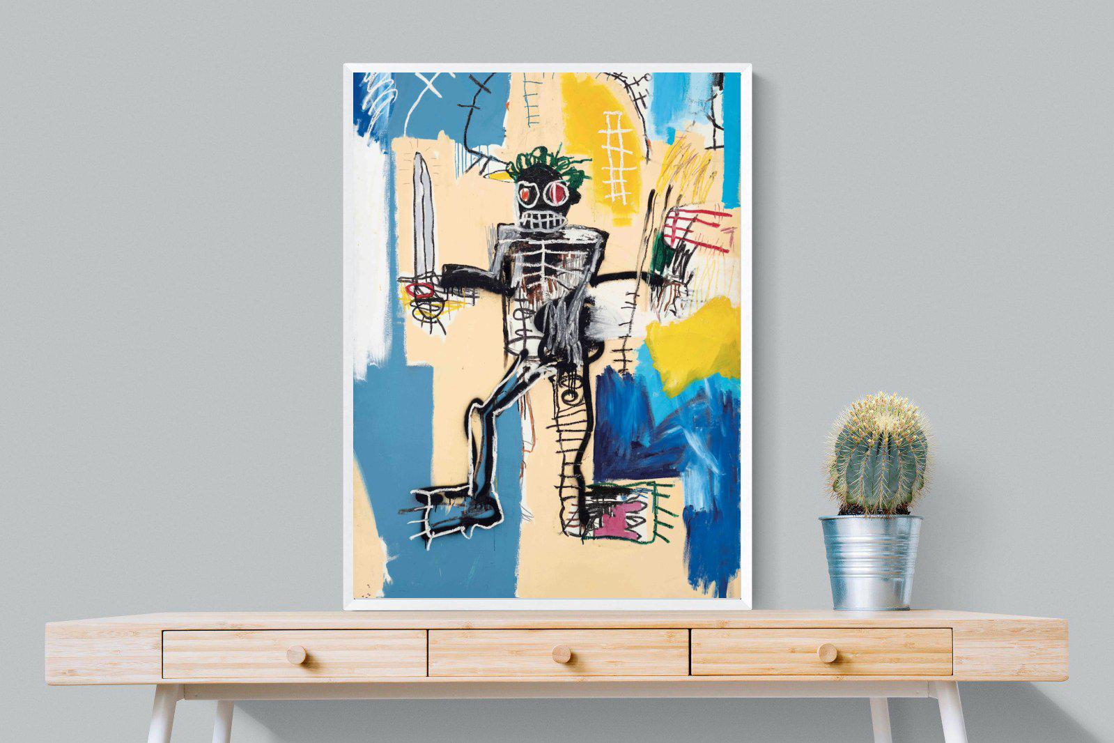 Basquiat Warrior-Wall_Art-75 x 100cm-Mounted Canvas-White-Pixalot