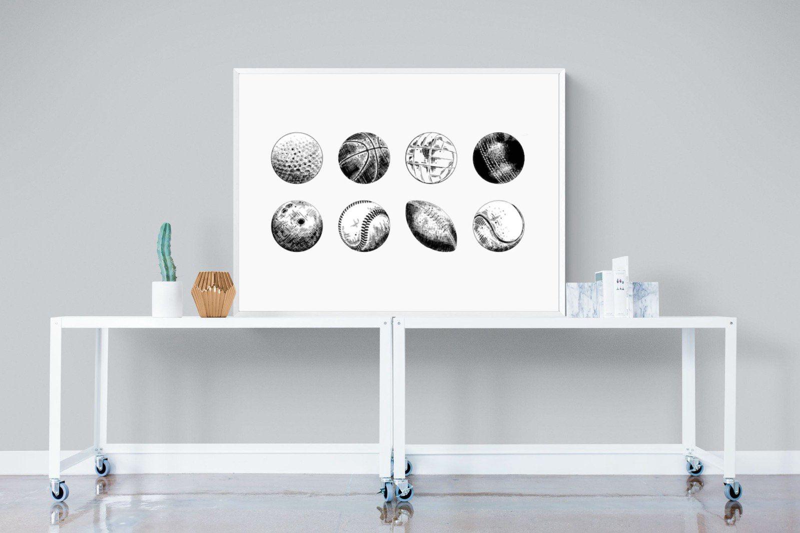 Bat & Ball-Wall_Art-120 x 90cm-Mounted Canvas-White-Pixalot