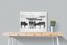 Beach Cattle-Wall_Art-80 x 60cm-Mounted Canvas-White-Pixalot