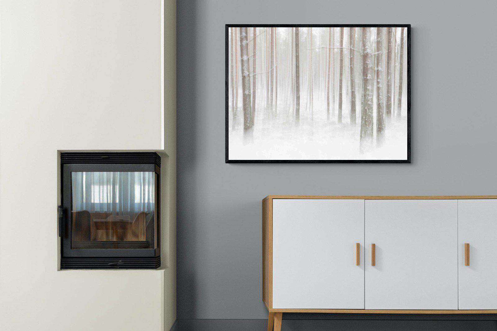 Birch Forest-Wall_Art-100 x 75cm-Mounted Canvas-Black-Pixalot