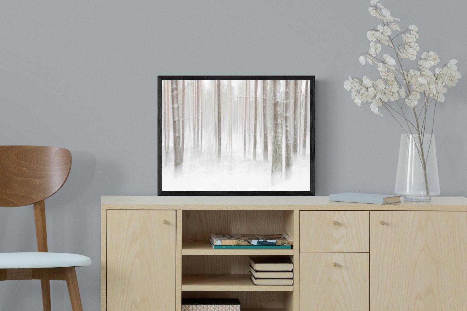 Birch Forest-Wall_Art-60 x 45cm-Mounted Canvas-Black-Pixalot