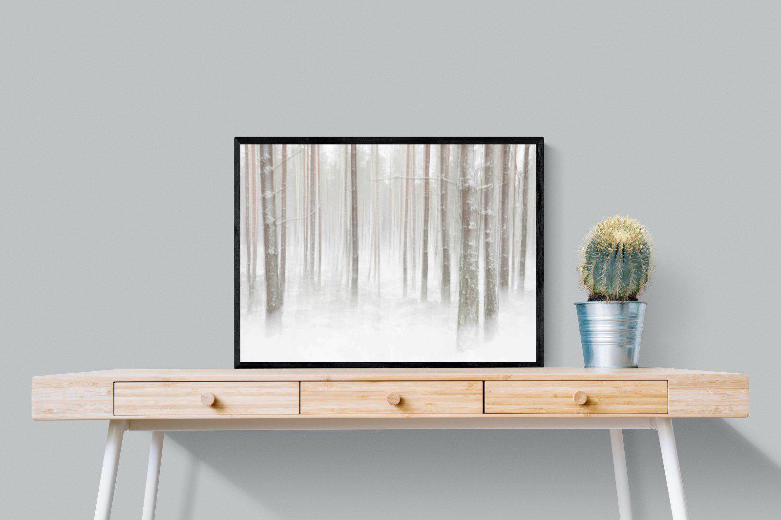 Birch Forest-Wall_Art-80 x 60cm-Mounted Canvas-Black-Pixalot