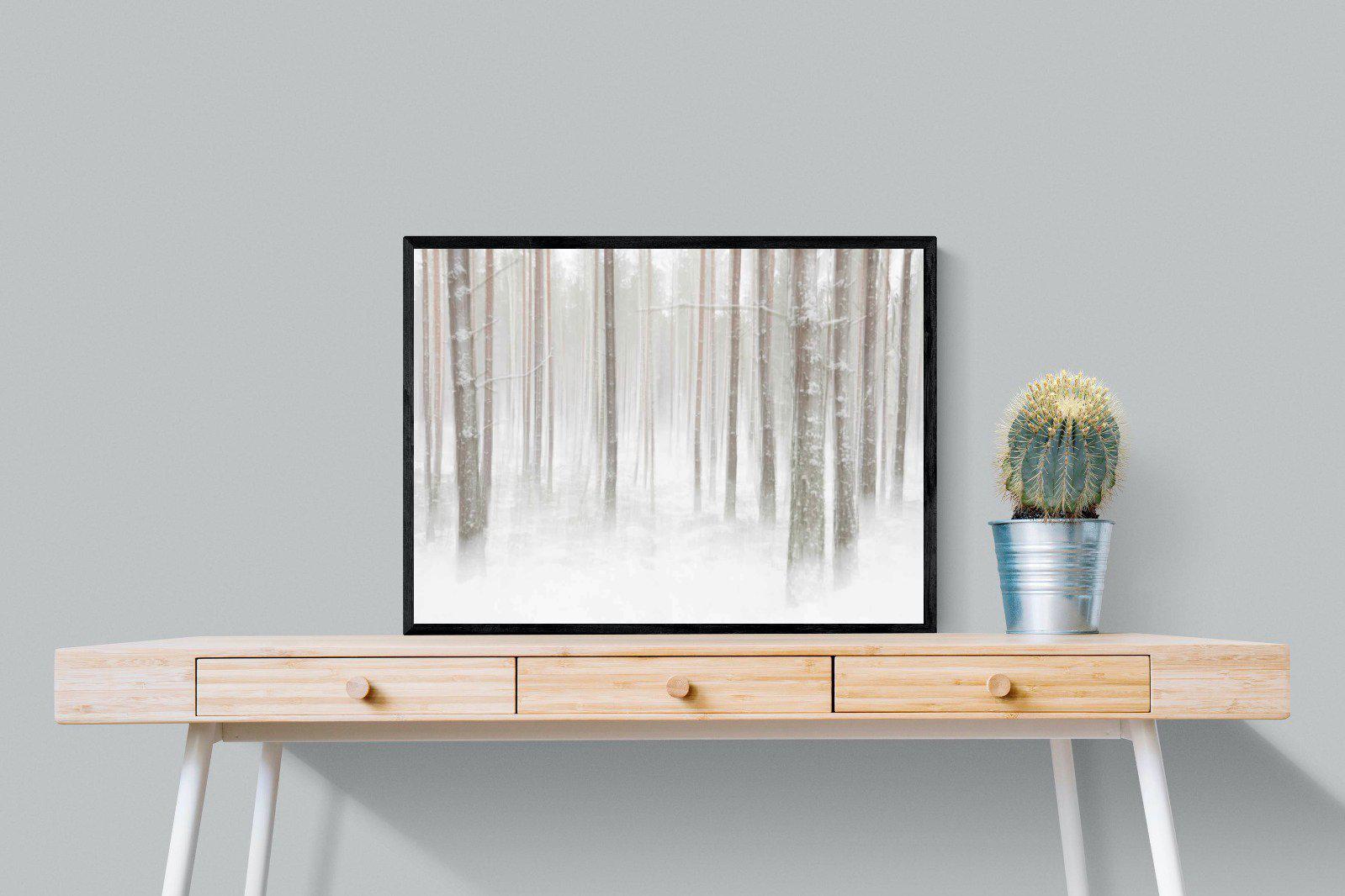 Birch Forest-Wall_Art-80 x 60cm-Mounted Canvas-Black-Pixalot