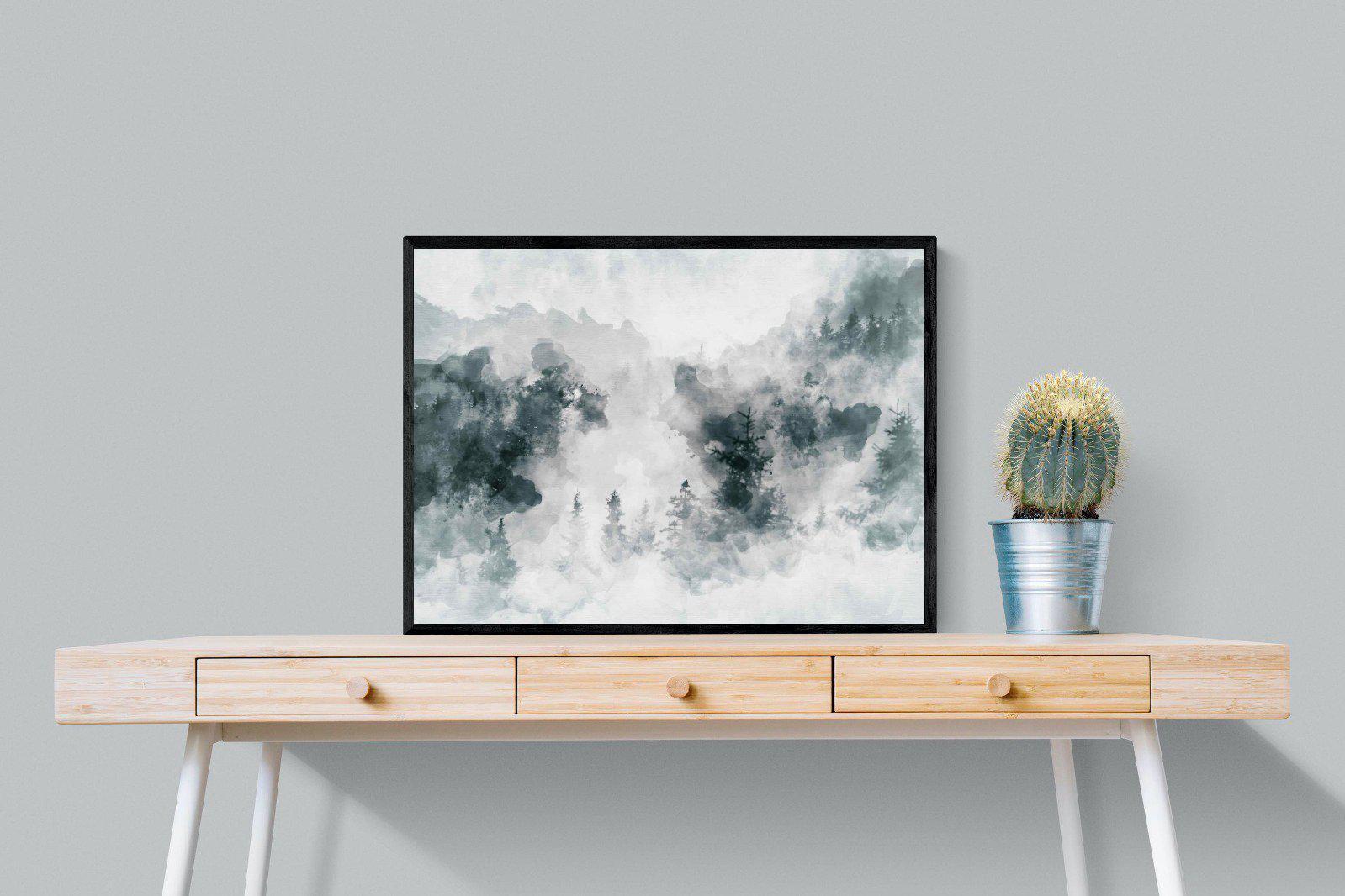 Birch Trees-Wall_Art-80 x 60cm-Mounted Canvas-Black-Pixalot