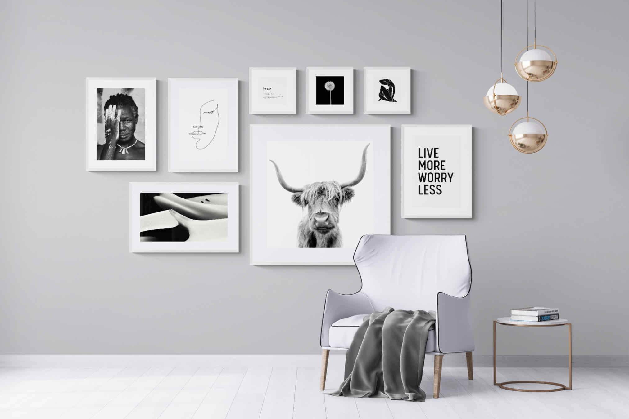Black & White Gallery Wall Set-Wall_Art-Framed Print-White-Pixalot