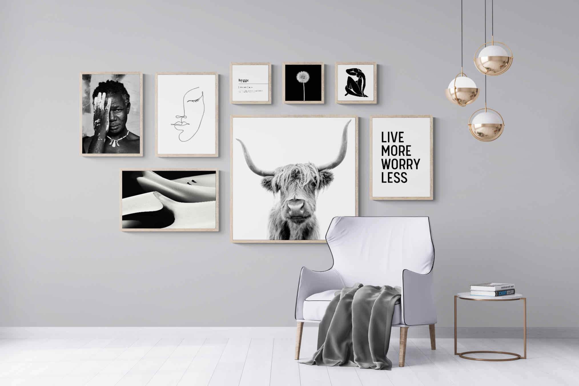 Black & White Gallery Wall Set-Wall_Art-Mounted Canvas-Wood-Pixalot