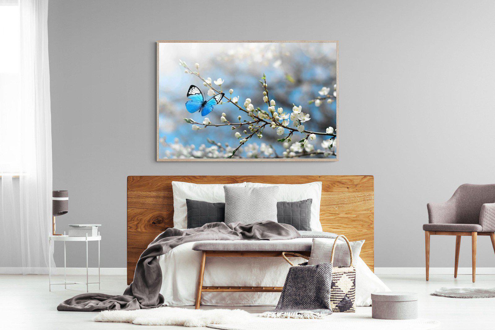 Blue Flutter-Wall_Art-150 x 100cm-Mounted Canvas-Wood-Pixalot