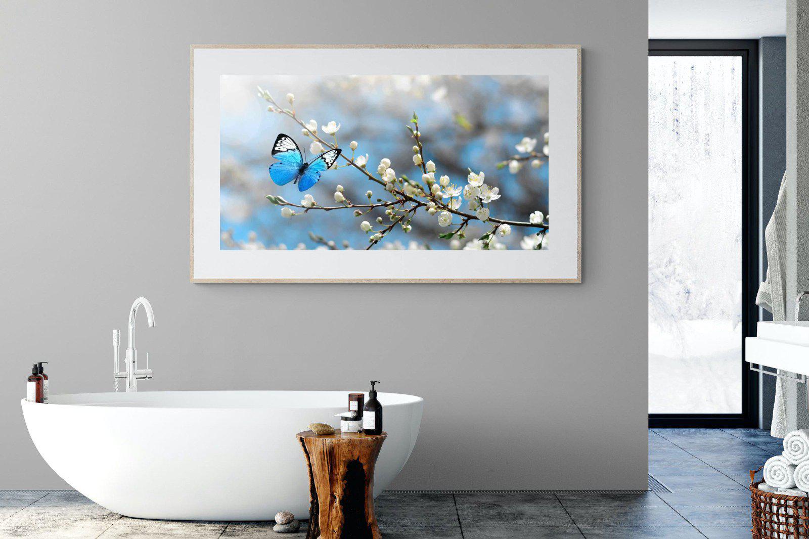 Blue Flutter-Wall_Art-180 x 110cm-Framed Print-Wood-Pixalot